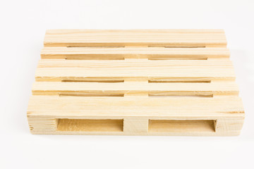 mini wooden pallet on white background