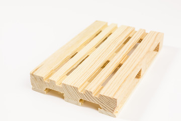 mini wooden pallet on white background