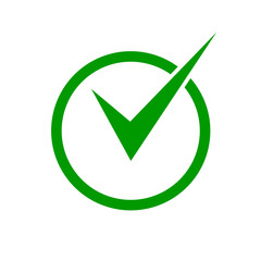 Green check mark icon in a circle. Check list button icon