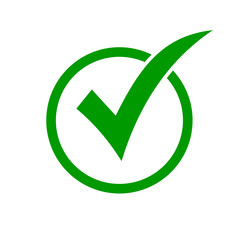 Green check mark icon in a circle. Check list button icon - obrazy, fototapety, plakaty