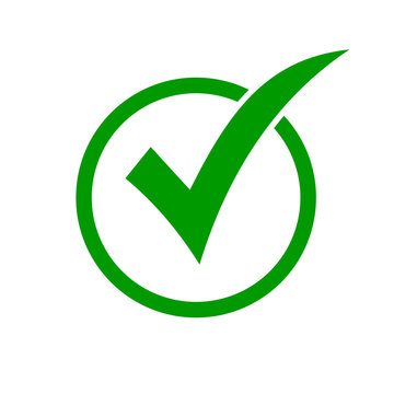 Green check mark icon in a circle. Check list button icon