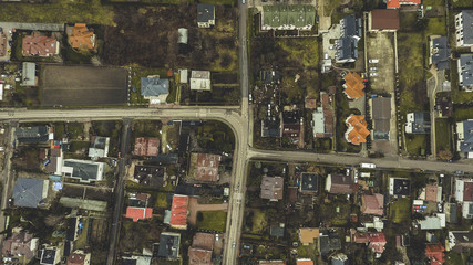 Aerial View On Intersection In Village