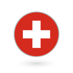 Fototapeta premium Switzerland flag icon isolated on white background. Swiss round badge. Vector illustration. 