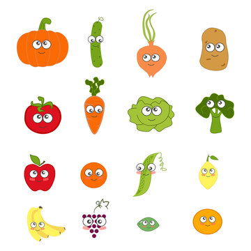 Cartoon vegetable and Fruits