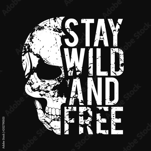 T Shirt Design With Skull And Grunge Texture Vintage