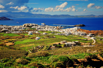 Mediterranean landscape, top view of Naxos island - obrazy, fototapety, plakaty