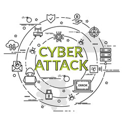 Flat colorful design concept for Ddos Attack. Infographic idea of making creative products..Template for website banner, flyer and poster.