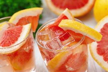 Naklejka na ściany i meble Refreshing drink, grapefruit cocktail