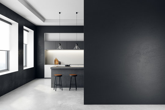 Contemporary kitchen with copyspace