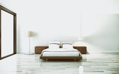 Modern bright interiors room 3D rendering illustration