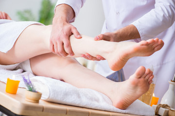 Foot massage in medical spa