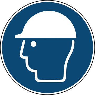 Helm, Kopfschutz, Baustelle Schild - Gebotsschild 