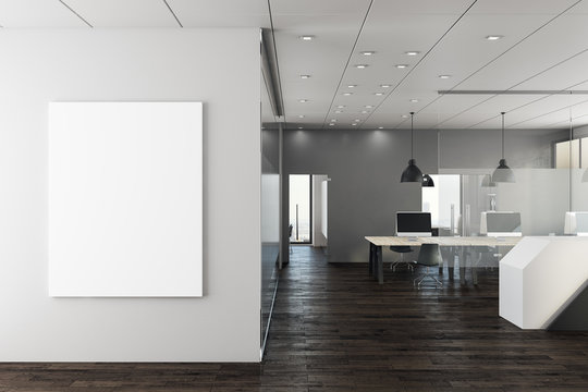 Contemporary office with empty wall