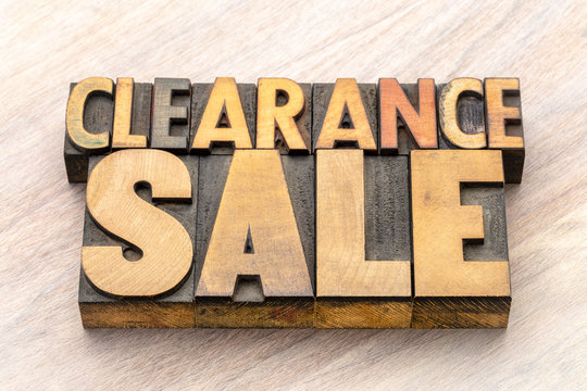 clearance sale word abstract in wood type