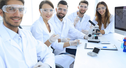 Fototapeta premium head of the scientific project and research team at the workplace