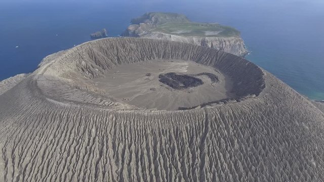 Aerial view of san benedicto island and its volcano, archipelago of revillagigedo, mexican pacific.