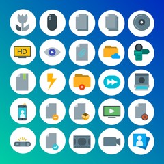Modern Simple Set of folder, video, photos, files Vector flat Icons. Contains such Icons as  transparent,  photography,  device, portrait and more on gradient background. Fully Editable. Pixel Perfect