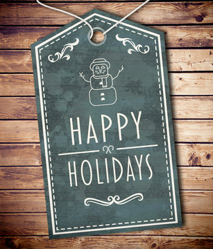 Happy holidays banner against wooden planks background