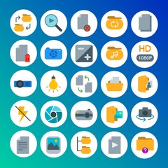 Fototapeta premium Modern Simple Set of folder, video, photos, files Vector flat Icons. Contains such Icons as remove, media, lens, concept, computer and more on gradient background. Fully Editable. Pixel Perfect