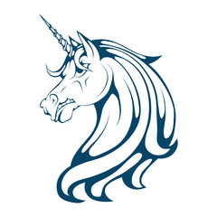 Unicorn. Cartoon unicorn head. Magic animal. Vector graphics to design.