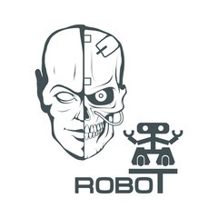 robotic face. Robot logo for design. Robotics. Vector graphics to design.