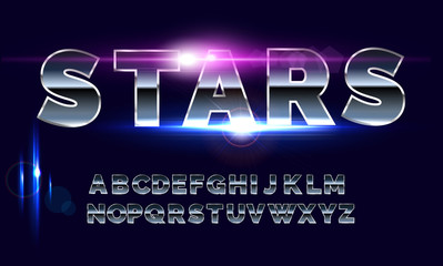 Retro alphabet font. Sci-fi future style.