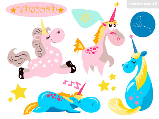 Fototapeta premium unicorn sticker set