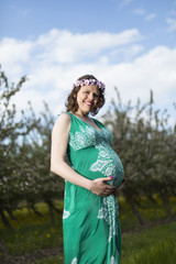 Blooming Garden, Beautiful pregnant woman 