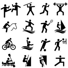 Sports, fitness, activity and exercise icon set