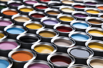 Fototapeta premium Colorful paint cans set