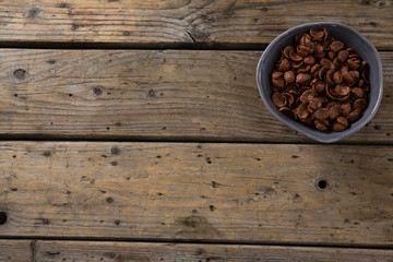 Chocolate cornflakes in bowl