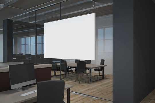 Modern office with empty poster