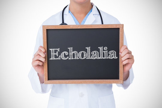 The word echolalia against doctor showing little blackboard