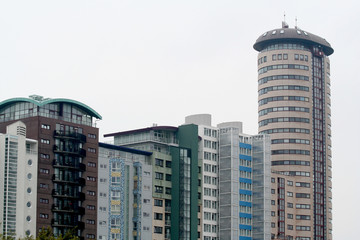 Naklejka premium apartment building along the beach