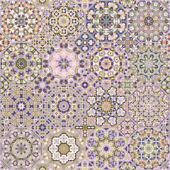 Set of vector seamless arabic patterns. Collection of octagonal and square ornaments. Decorative and design elements for textile, book covers, manufacturing, print, gift wrap.