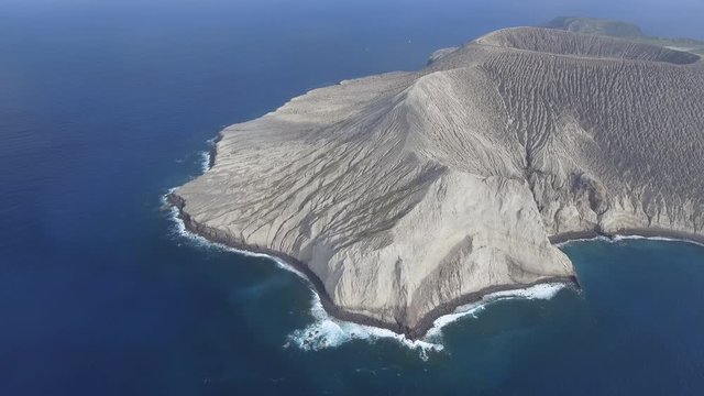 Aerial view of san benedicto island and its volcano, archipelago of revillagigedo, mexican pacific.
