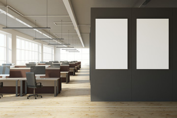 Modern coworking office with poster