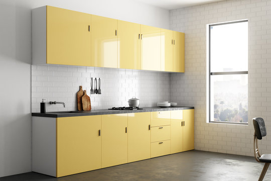 Bright yellow kitchen interior