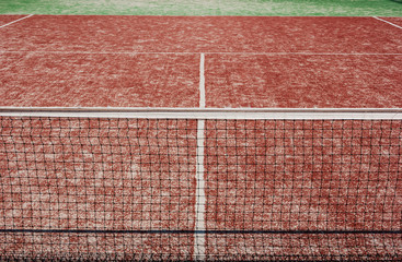 Fototapeta na wymiar Tennis Court Net Close up