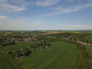 Fototapeta na wymiar The village Hesserode in the Südharz region from above / Thuringia, Germany