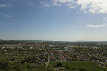 The city Nordhausen in the Südharz region from above / Thuringia, Germany