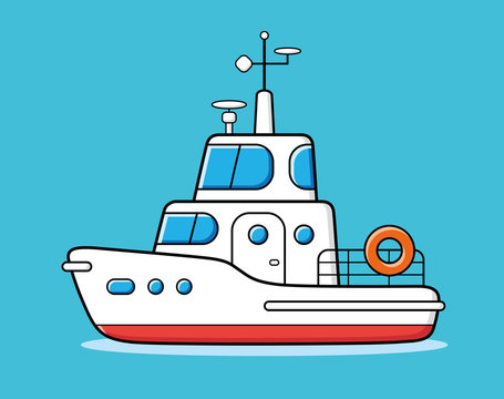 Motor yacht boat vector.
