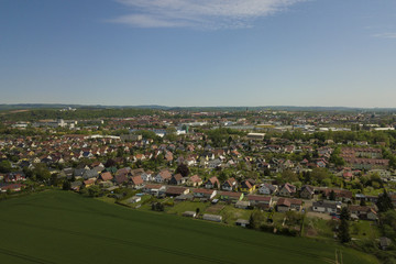 Obraz premium The city Nordhausen in the Südharz region from above / Thuringia, Germany