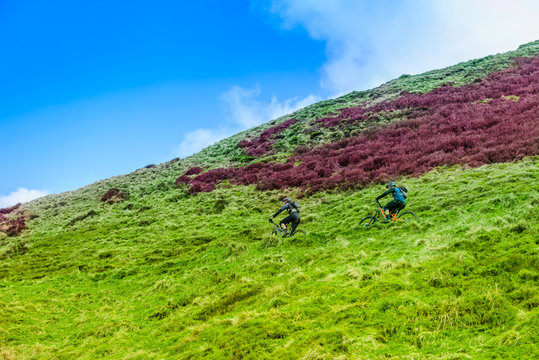 Mountain Cycling At Mam Tor, Peak District National Park, England, UK