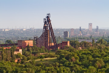 Industrial view of iron ore mine. Krivoy Rog, Ukraine