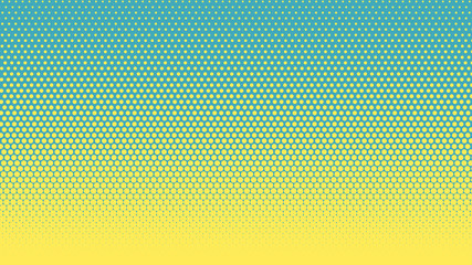 Halftone gradient pattern vertical vector illustration. Yellow blue dotted, blue halftone texture. Pop Art blue yellow halftone, comics Background. Background of Art. AI10