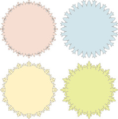 Set of 4 very simple round frames with fully editable stroke width and fill color