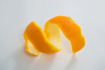 Fototapeta na wymiar Close-up of spiral orange peel