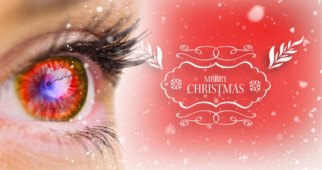 Red glowing eye looking ahead against red vignette