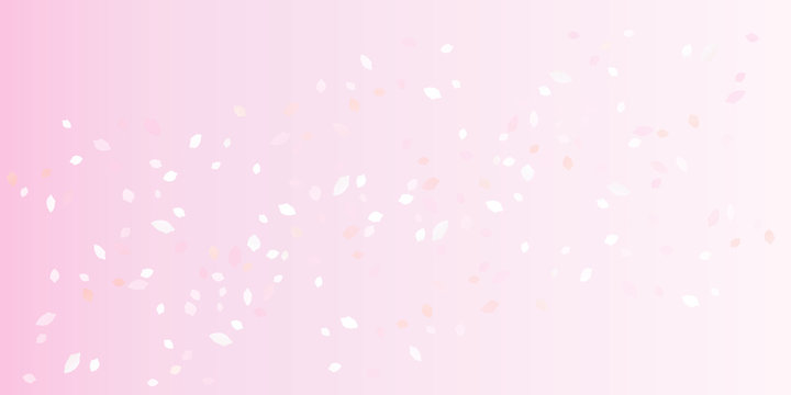 Light Pink flying petals isolated on soft Pink gradient background. Sakura Roses petals. Vector